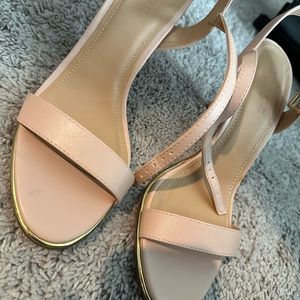 Nude and gold strappy heels